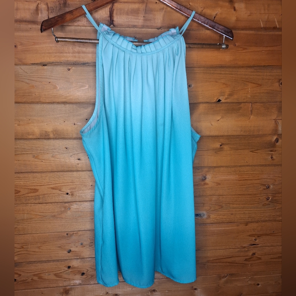 ❤️ 7TH Avenue New York & Company Tank Top Green Ombre  Going Out Summer Size L